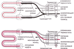 Схема соединения резистивных нагревательных кабелей