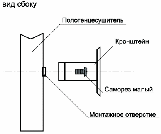 Монтаж полотенцесушителя к стене (схема).