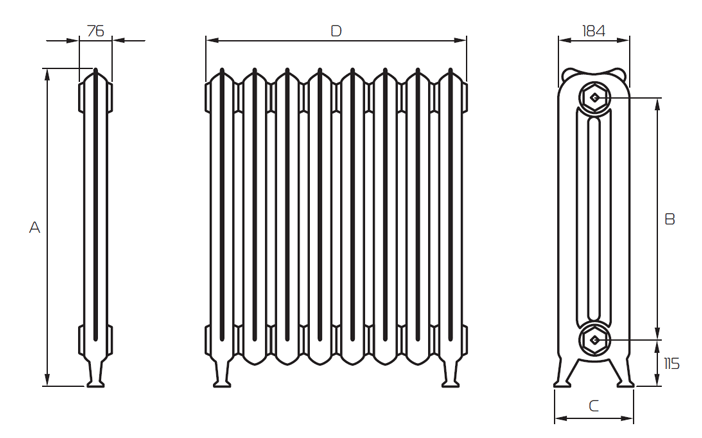 Схема чугунного радиатора отопления
